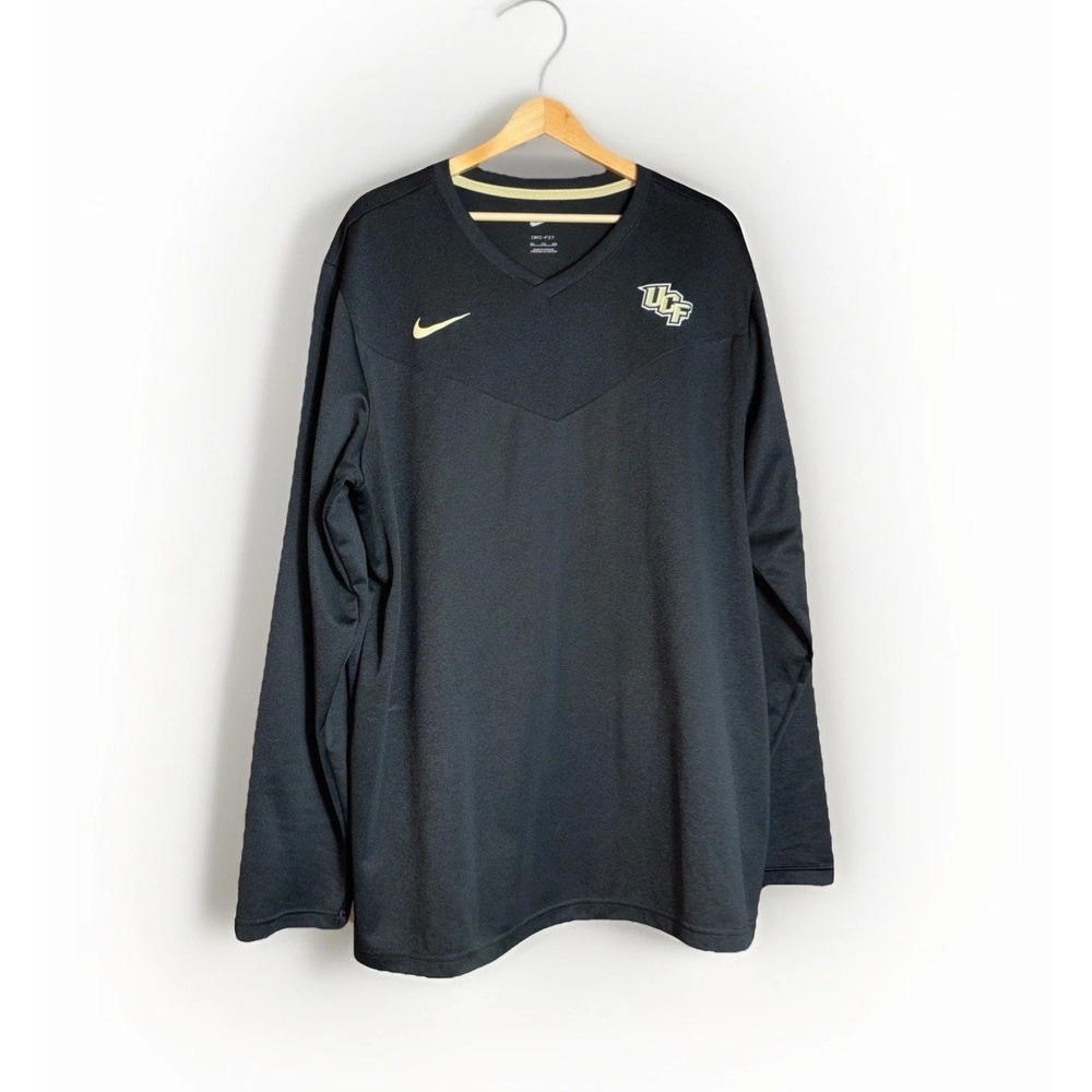 Nike Dri-Fit UCF Knights Long Sleeve V-Neck Shirt Men's Size XXL Black